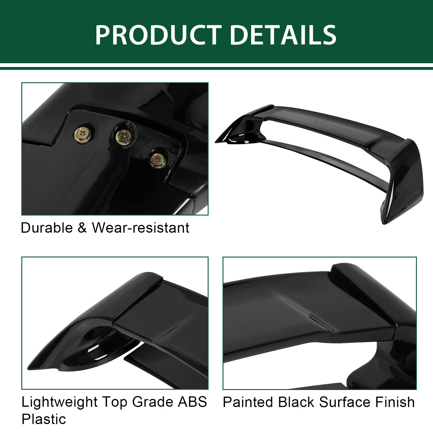 For 06-11 Civic 4DR Sedan Gloss Black Painted Mugen Style RR Trunk Wing Spoiler