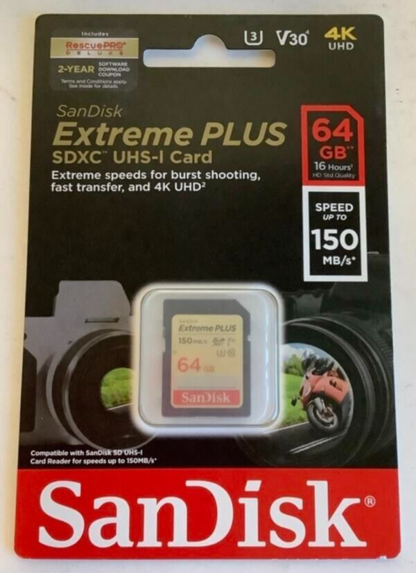 NEW SanDisk SDSDXW6-064G-ANCIN Extreme PLUS 64GB SDXC UHS-I Memory Card