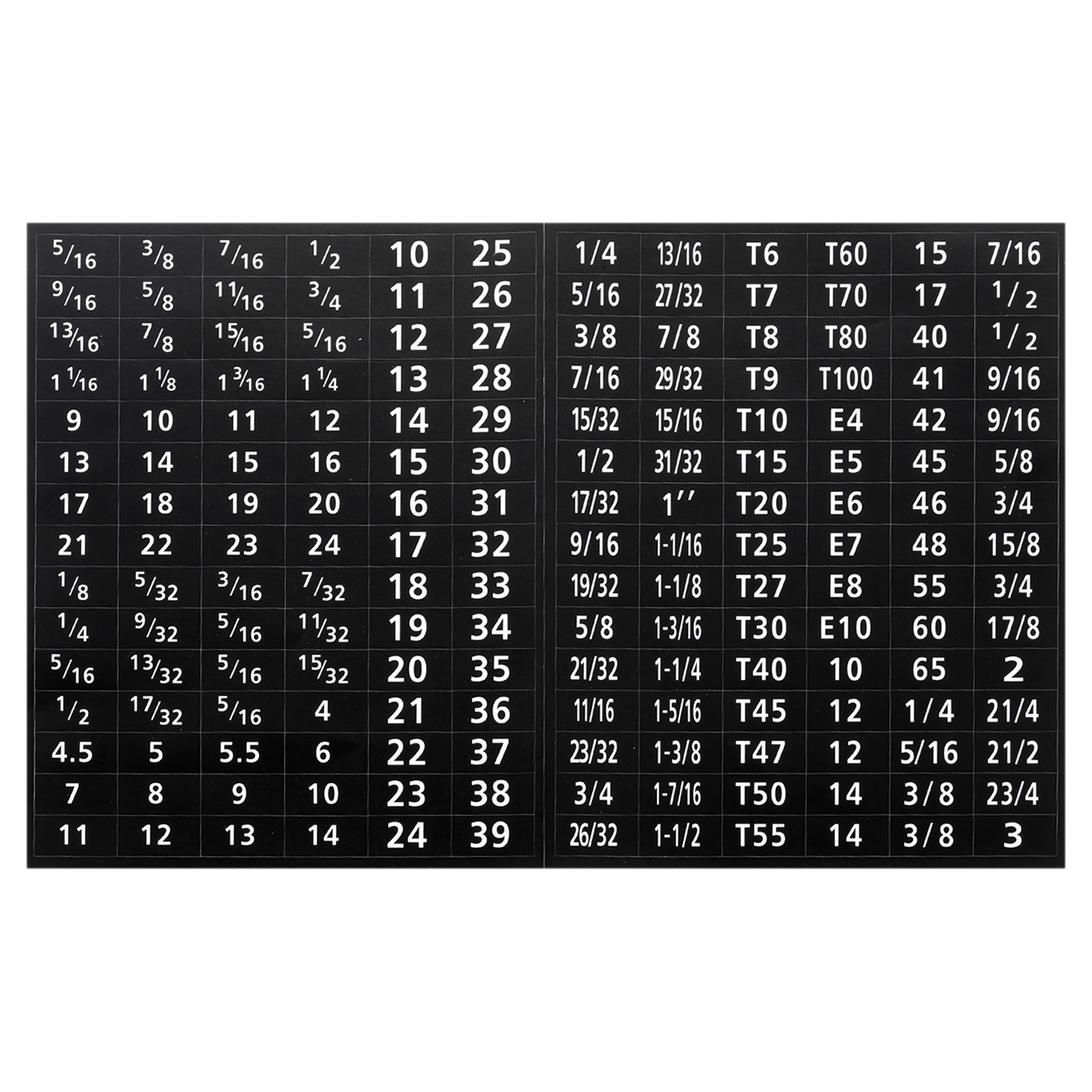 2 Sets 180 Tool Box Labels Wrench Size Stickers for Tool Organization Black