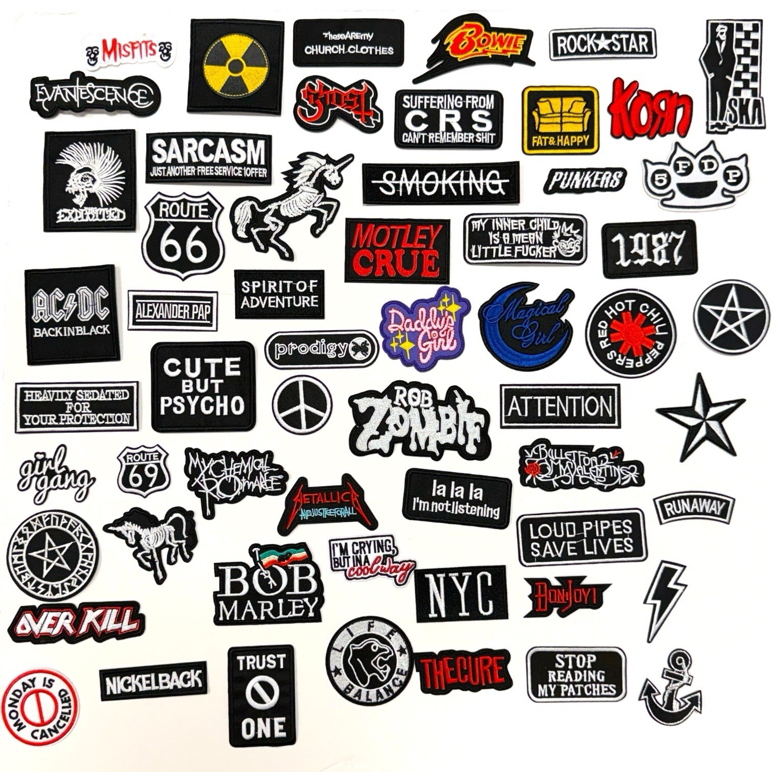 Rock Band Music Punk Heavy Metal Iron-On Embroidery Applique Patch Random Lots