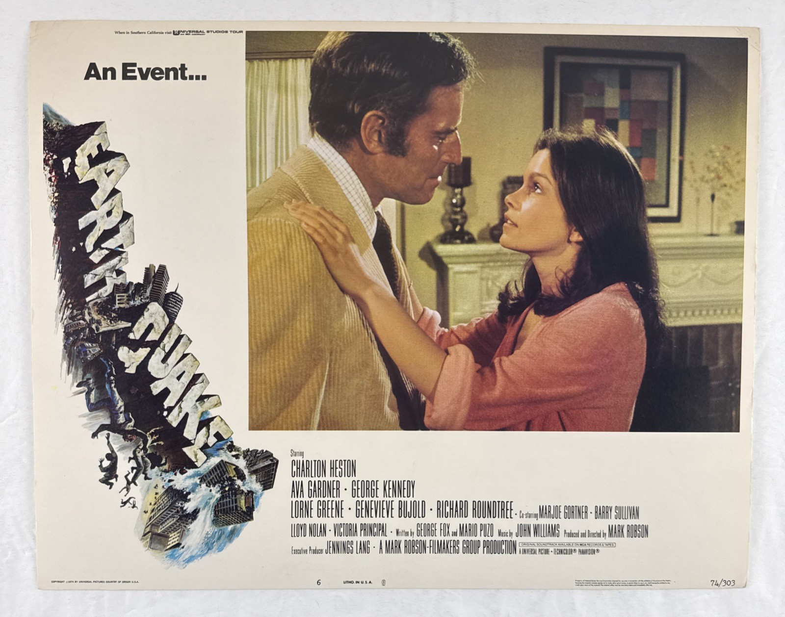 EARTHQUAKE Lobby Card Set of 8 (VeryFine-) 1974 Disaster Movie Poster 28414