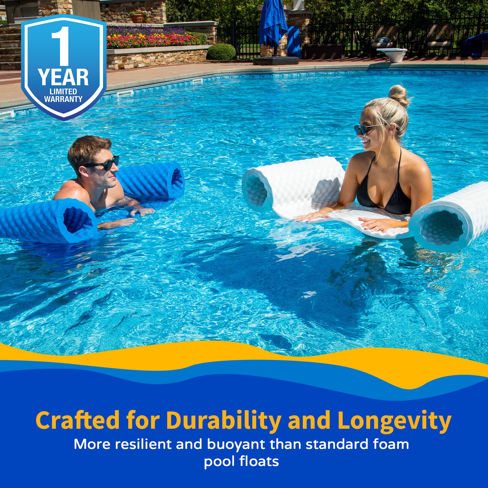 Water Hammock for Swimming Pools - Blue Luxury NBR Foam Rubber Float