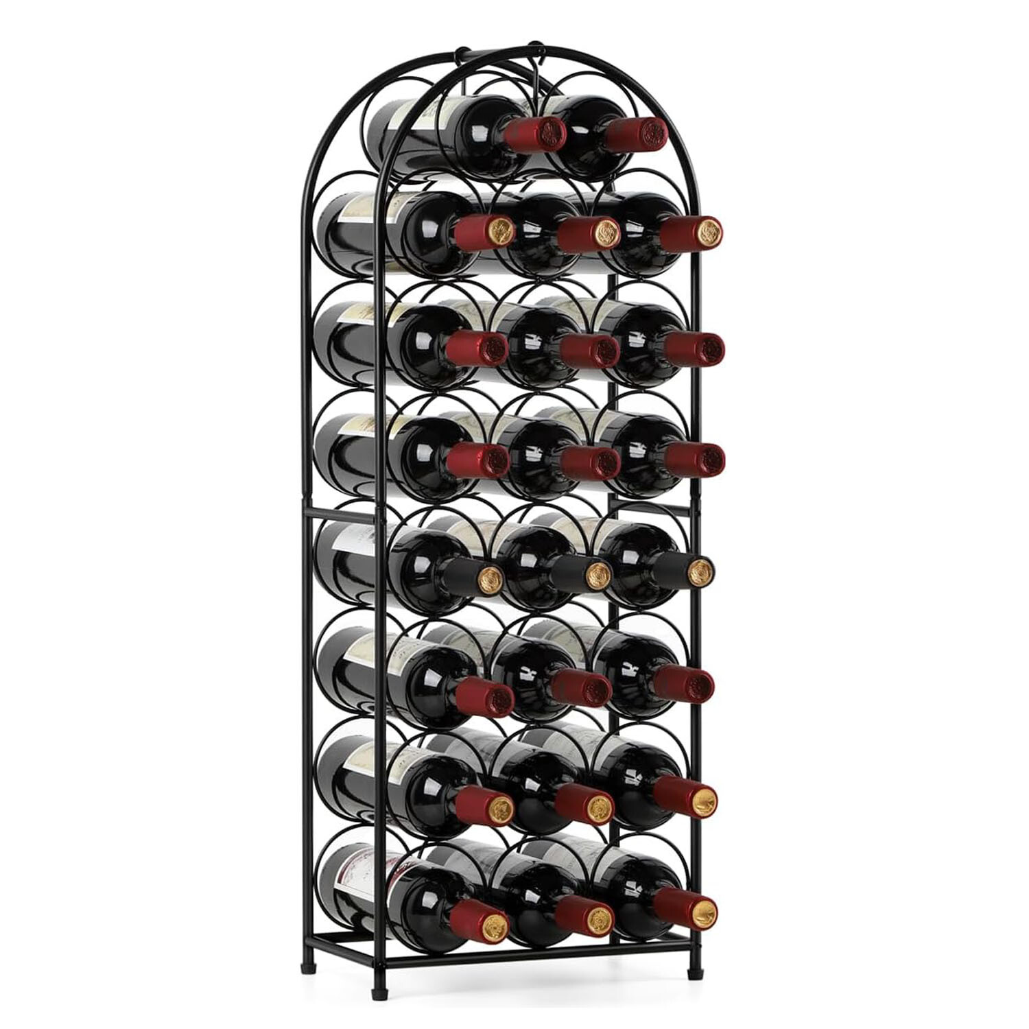 23 Bottles Arched Freestanding Floor Metal Wine Rack Wine Bottle Holders Stand