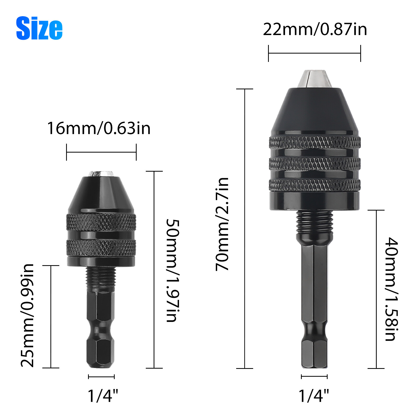 4Pcs 1/4"Hex Shank Keyless Drill Chuck Adapter Bit Quick Change Converter Driver
