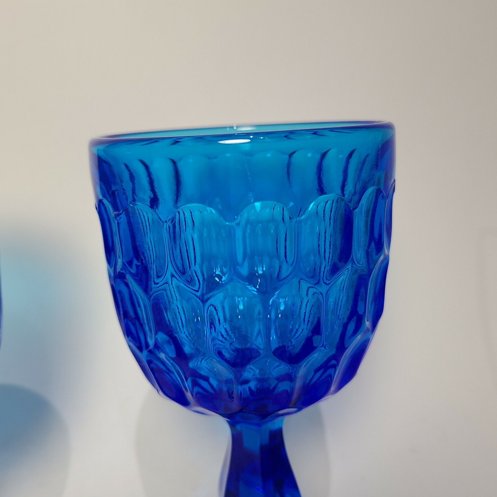 Fenton set of 2 Goblets Colonial Royal Blue Thumb Print 6.5" high