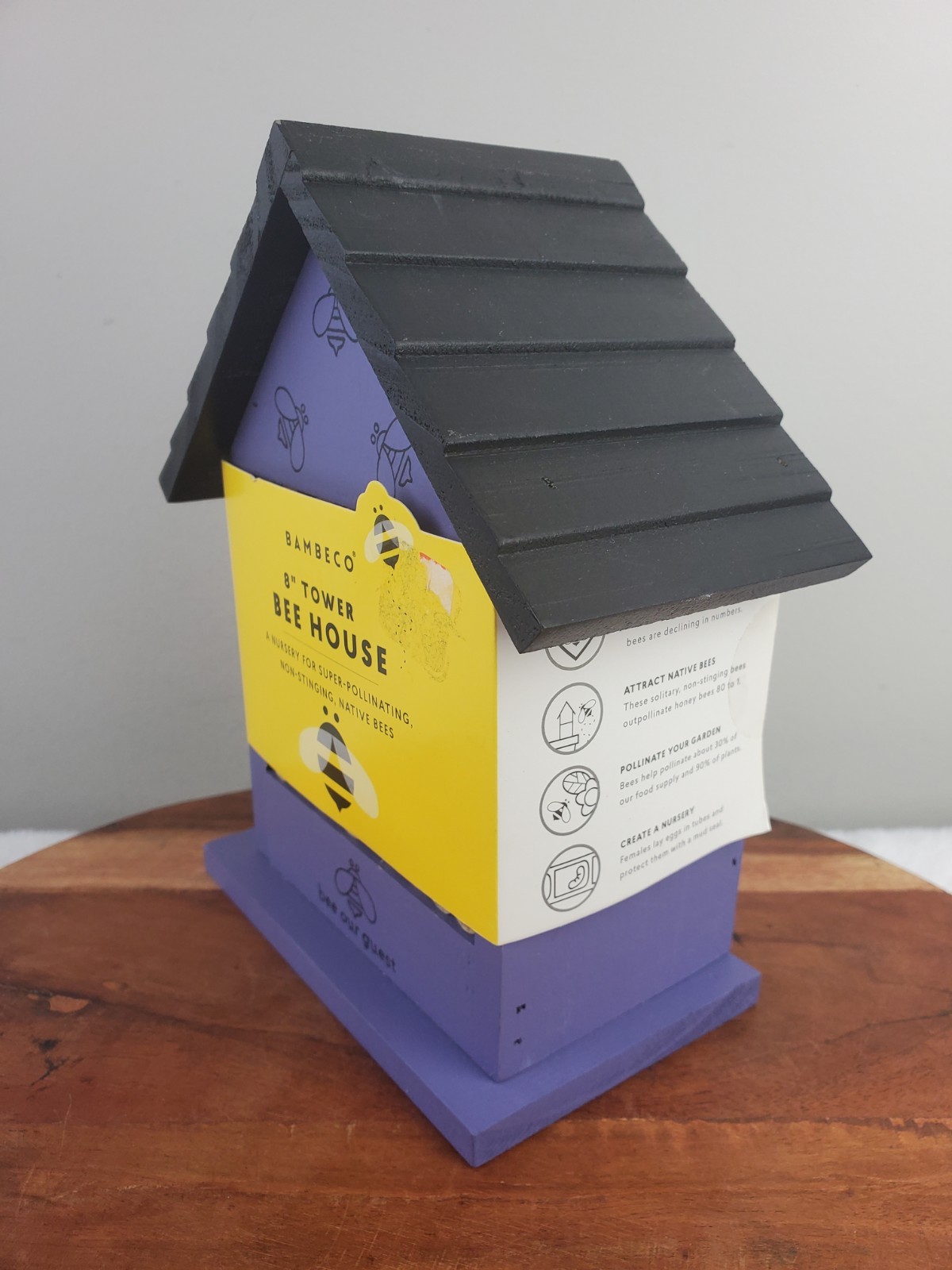 BAMBECO 8" Tower Bee House Purple Wall-Hanging - New