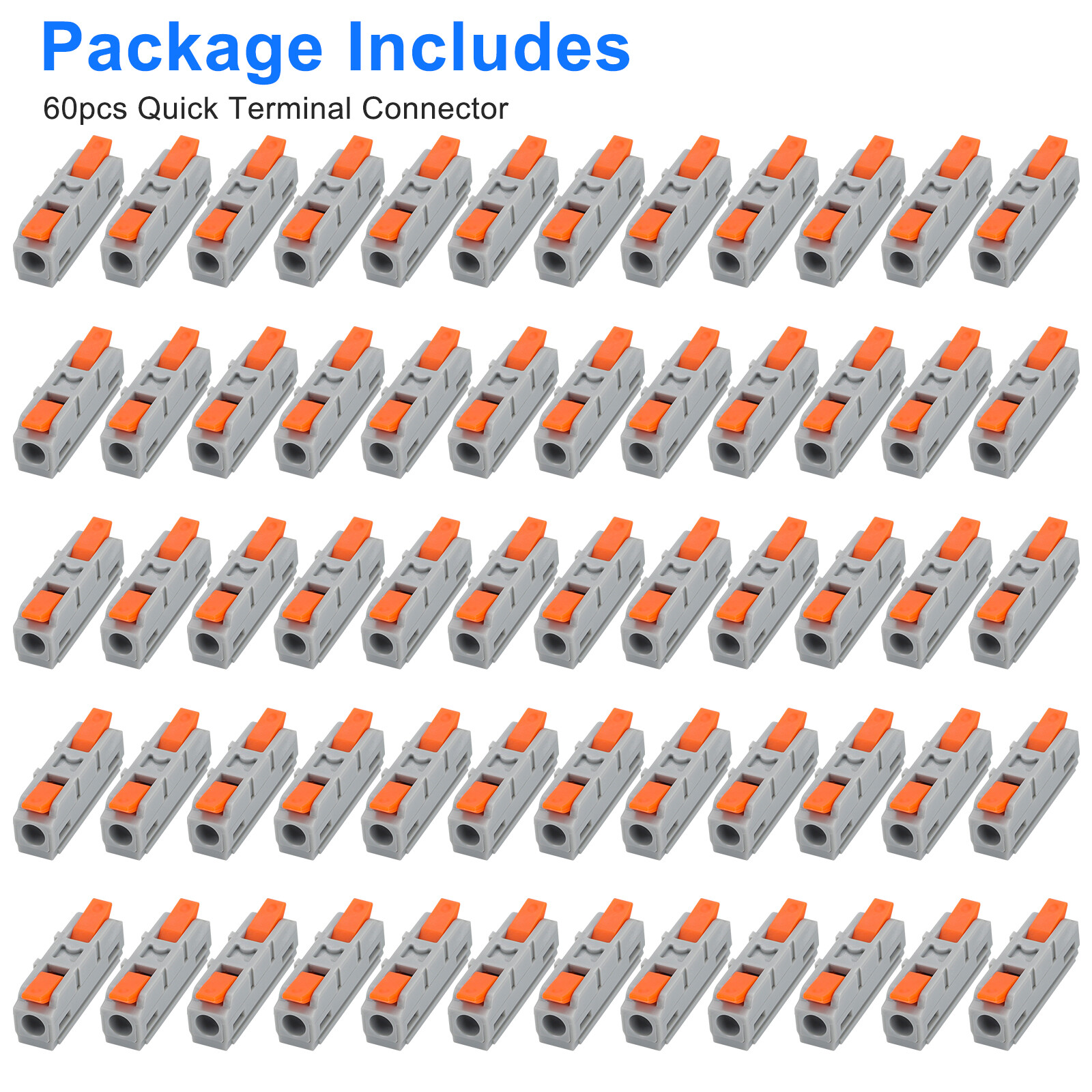 60pcs 1-in-1-Out Lever Wire Connectors Compact Electrical Splicing Kit