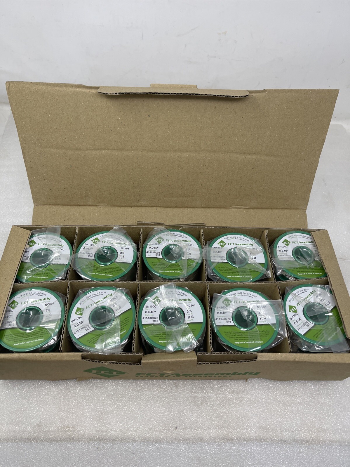 SN100C NC601 Lead Free Solder Wire, .048", 3% Flux, FCT, 10 Lbs (1 Lb Spools)