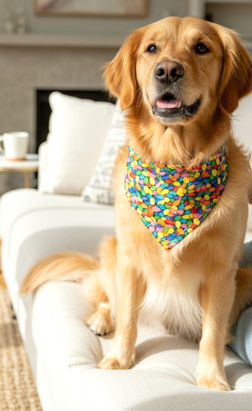 Easter Jelly beans Dog Bandana OVER THE COLLAR Bandanna Slide on Slip Bandanna