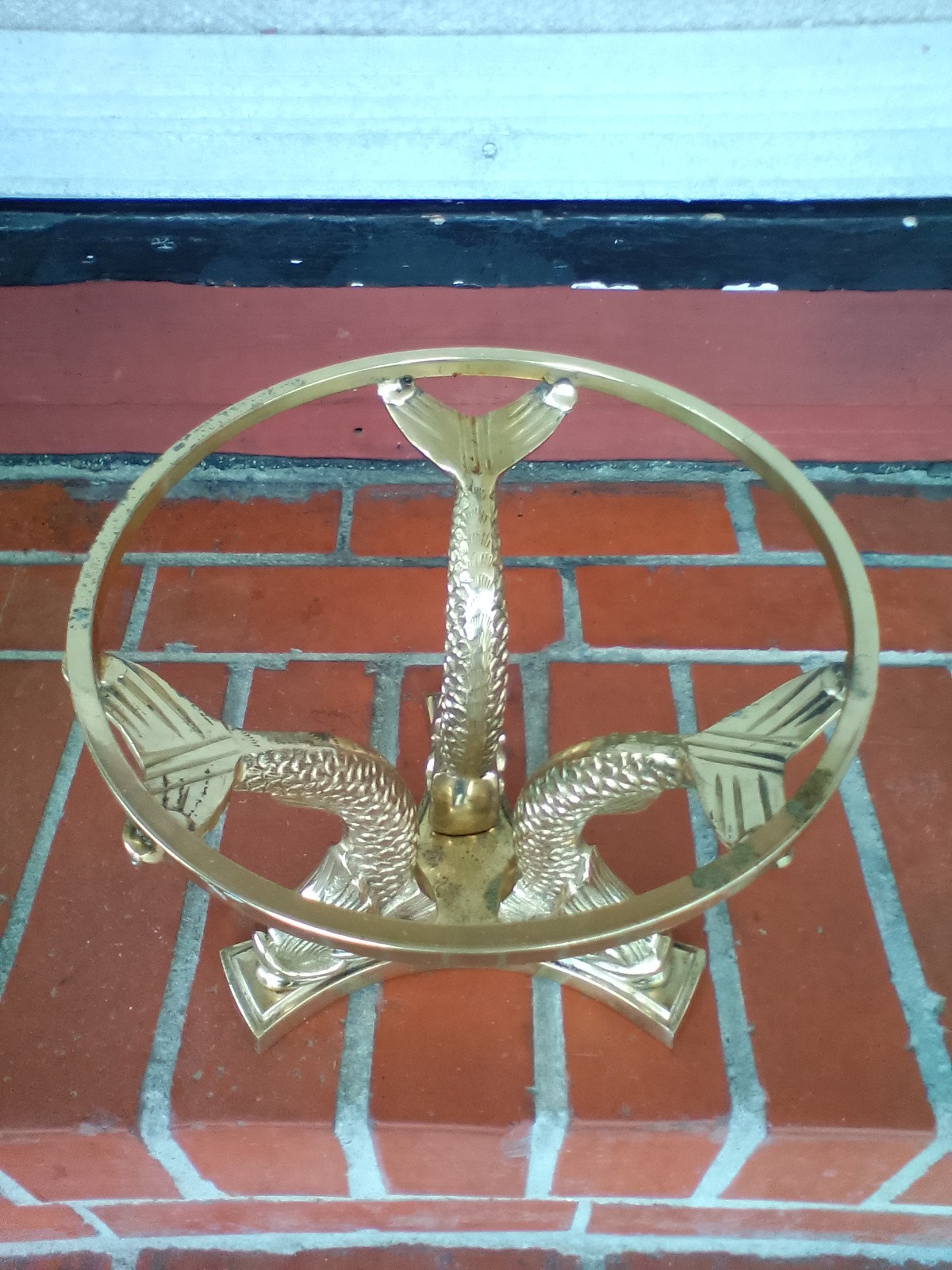 Bronze / Brass Dolphin Koi Fish Pedestal Centerpiece