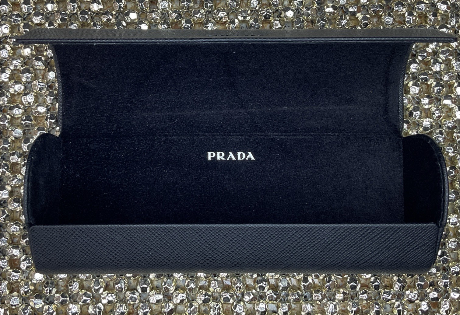 Prada Saffiano Hard Eyeglass Case Gift Box Cleaning Cloth/Black