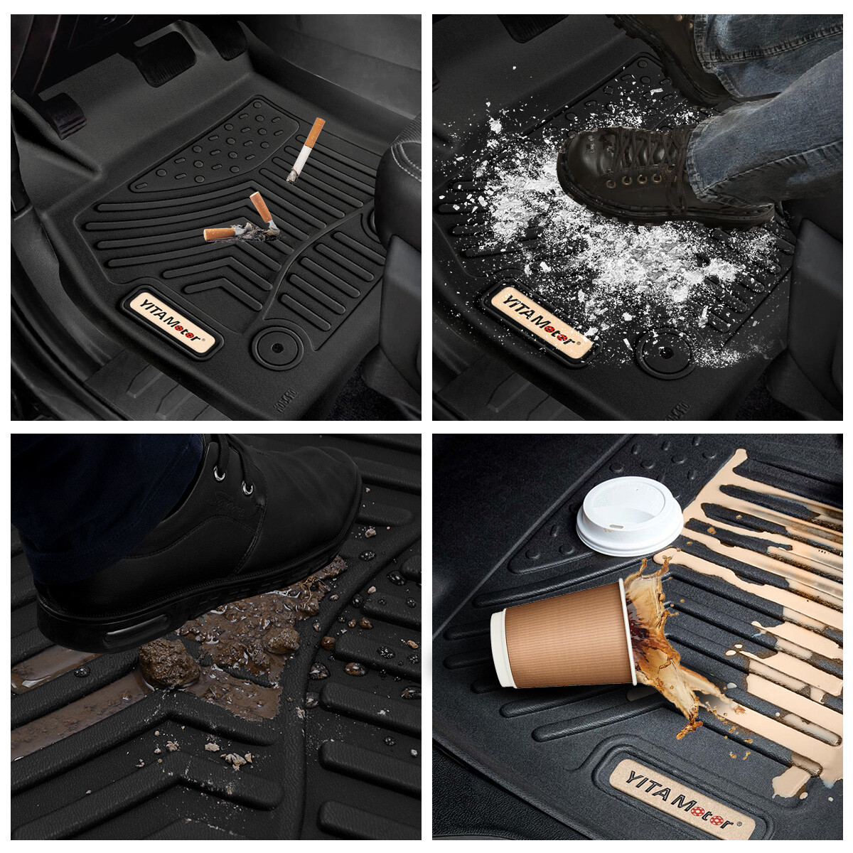 For 2008-2020 Dodge Grand Caravan Floor Mats Black Rubber All Weather Protection