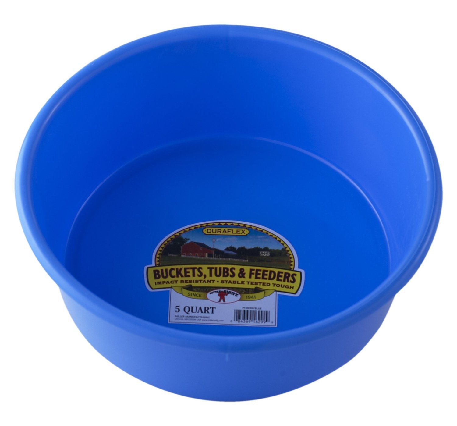 Little Giant 5 Quart Heavy Duty Plastic Berry Blue Utility Pan Livestock Feeding