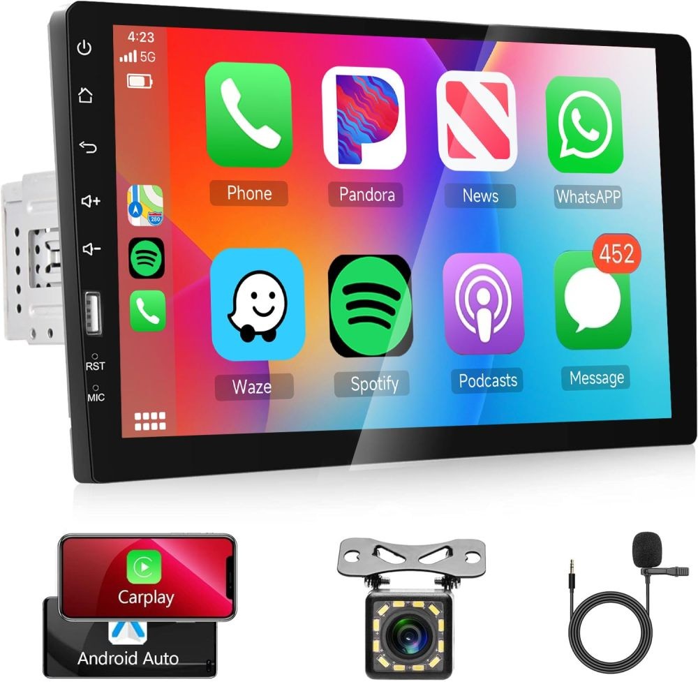 9 in Car Stereo Single 1 DIN Apple Carplay Android Auto HD Touch Screen FM-Radio