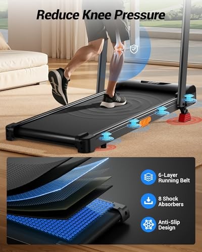 CURSOR FITNESS 15% INCLINE WALKING PAD TREADMILL WITH HANDLE BAR - BLACK