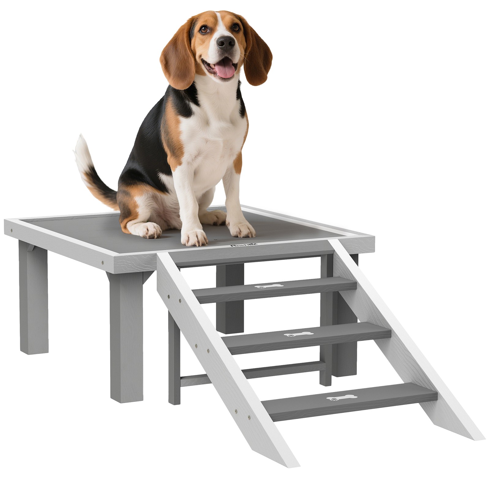 PawHut Wooden Dog Training Platform, Pet Training Place Board, Gray