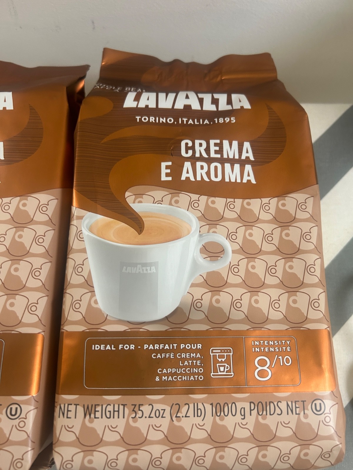 2 Lavazza Crema E Aroma Whole Bean Coffee Blend, 2.2-Pound Bag ,