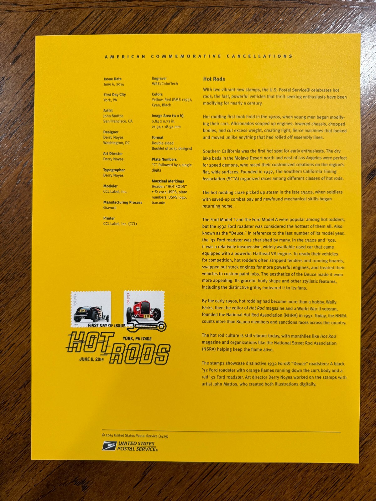 American Commemorative Cancelations #1429 - Hot Rods (#4908-9)