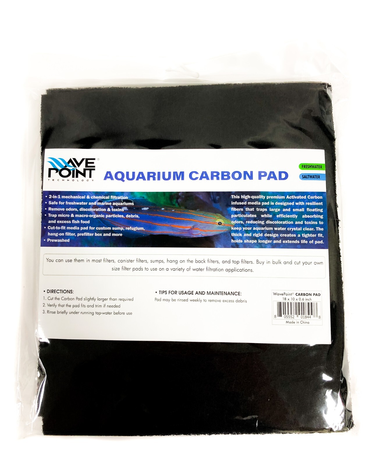 10.5" x 72" Aquarium Activated Carbon Filter Media Pad for Fish Tank Pond Filter