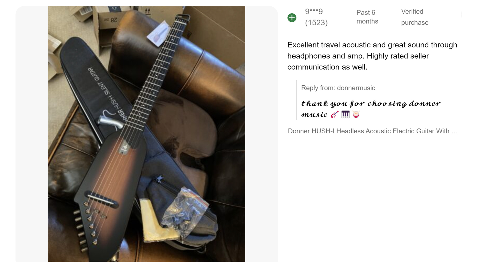 Donner HUSH™ I Acoustic Electric Travel Guitar For Silent Pratice With Headphone