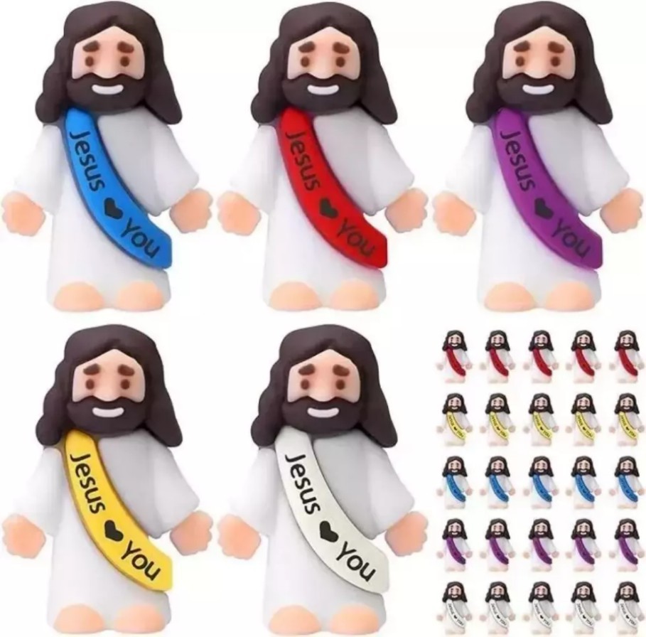 25 P Little Jesus Figures Original Design Jesus Love You Mini Rubber Jesus -&