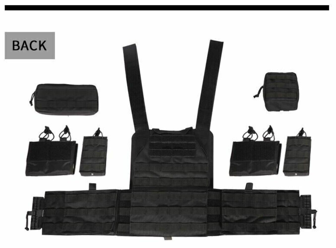 Urban Assault Black Storm Tactical Vest Plate Carrier W/ Level III Armor Plates