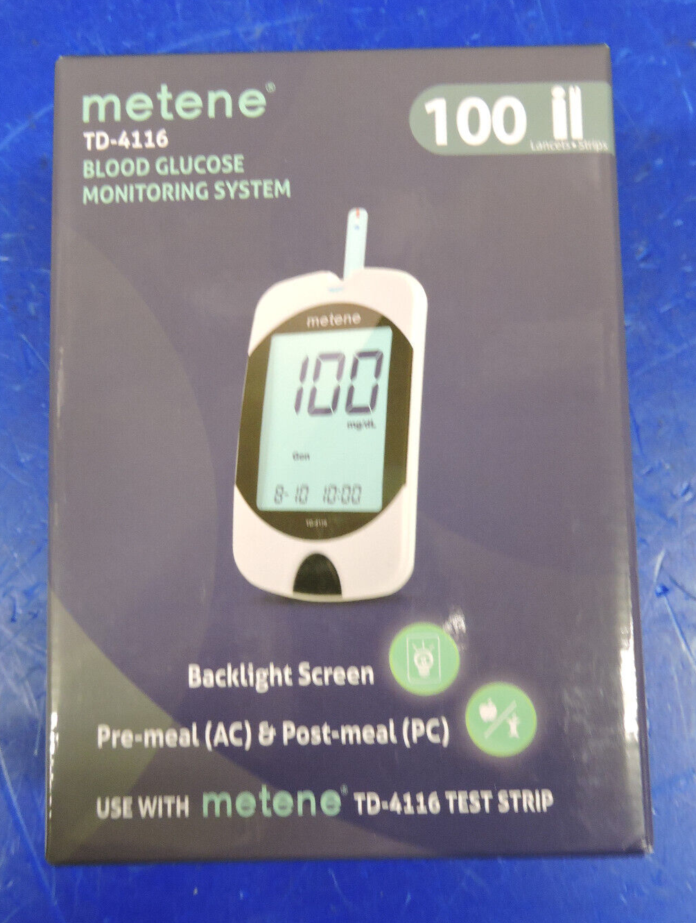 NEW Metene TD-4116 Blood Glucose Monitor/ 100 Strips 100 Lancets / Complete 2026