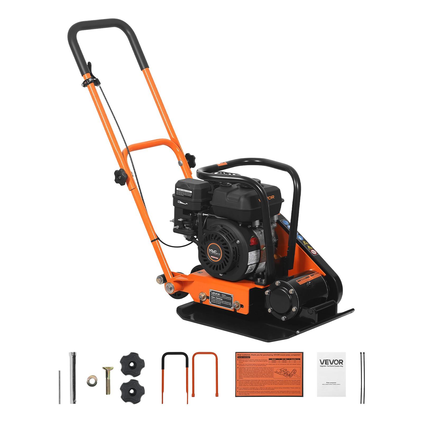 VEVOR 6.5HP Plate Compactor 5600VPM 2360lbs Vibrating Ground Rammer for Asphalt