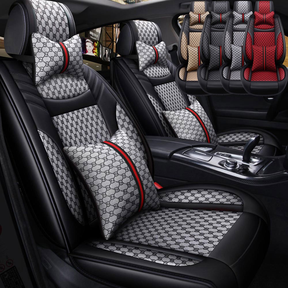 2/5 Seats Deluxe Car Seat Cover Front Rear Protector Cushion Full Set For Toyota