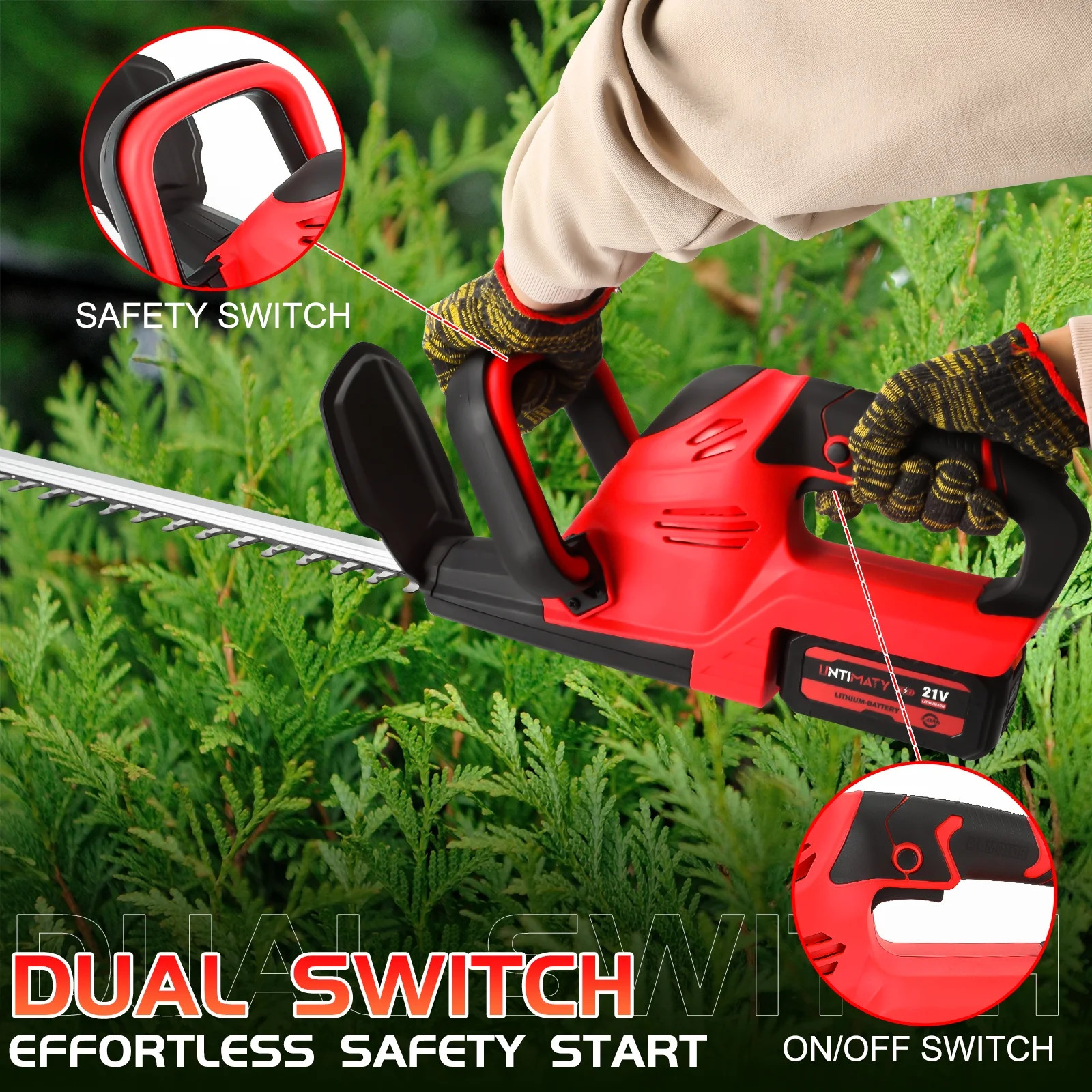 22'' Electric Hedge Trimmer Cordless Power Hedge Trimmer with 2Battery & Charger