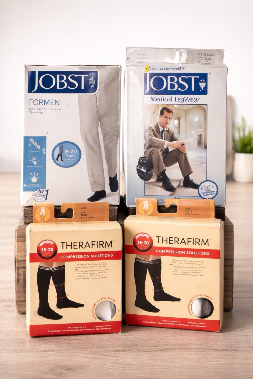 4 Pairs Compression Socks 15-20 mmHg Men Large Knee High JOBST Therafirm Lot