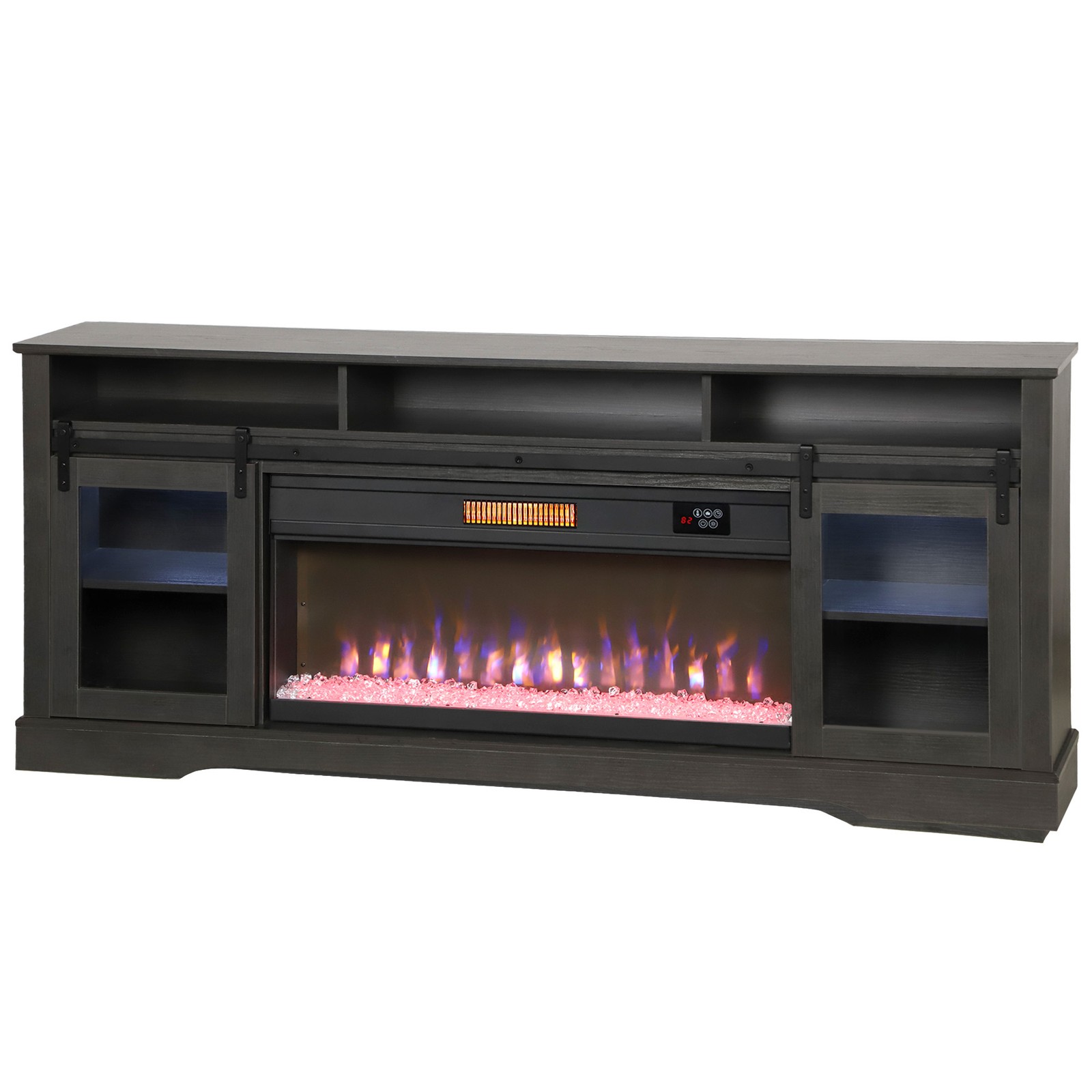 HOMCOM Modern Electric Fireplace TV Stand for TVs Up to 80 Inches, Gray