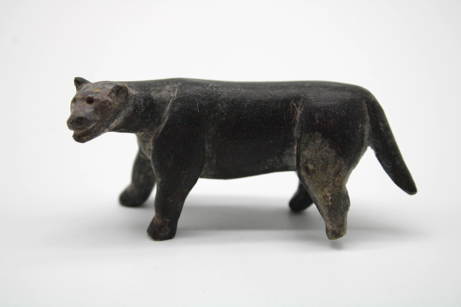 19th Century Inupiat Inuit Carved Stone Hunting Wolf Effigy / Fetish - 2.8”