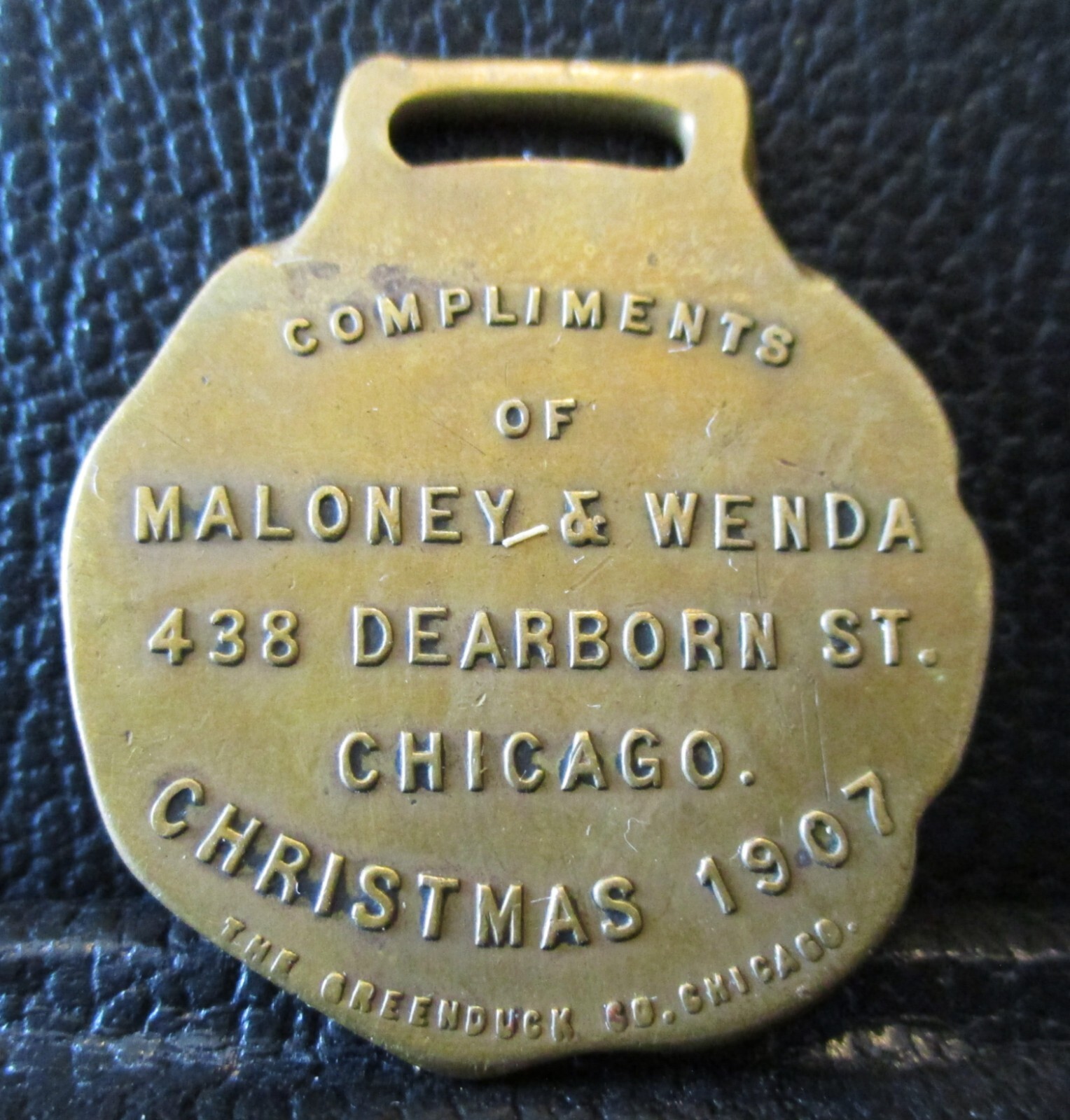 1907 Maloney & Wenda Chicago IL Christmas 3 Triple Horse Heads Pocket Watch Fob