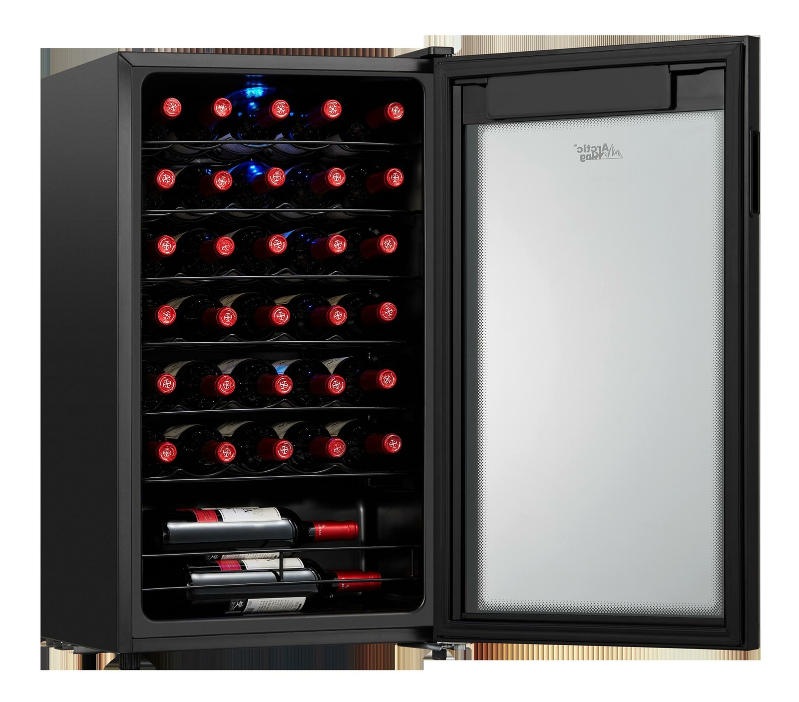 Arctic King Premium 34-Bottle Wine Cooler Touch Control LED Lighting Black NEW