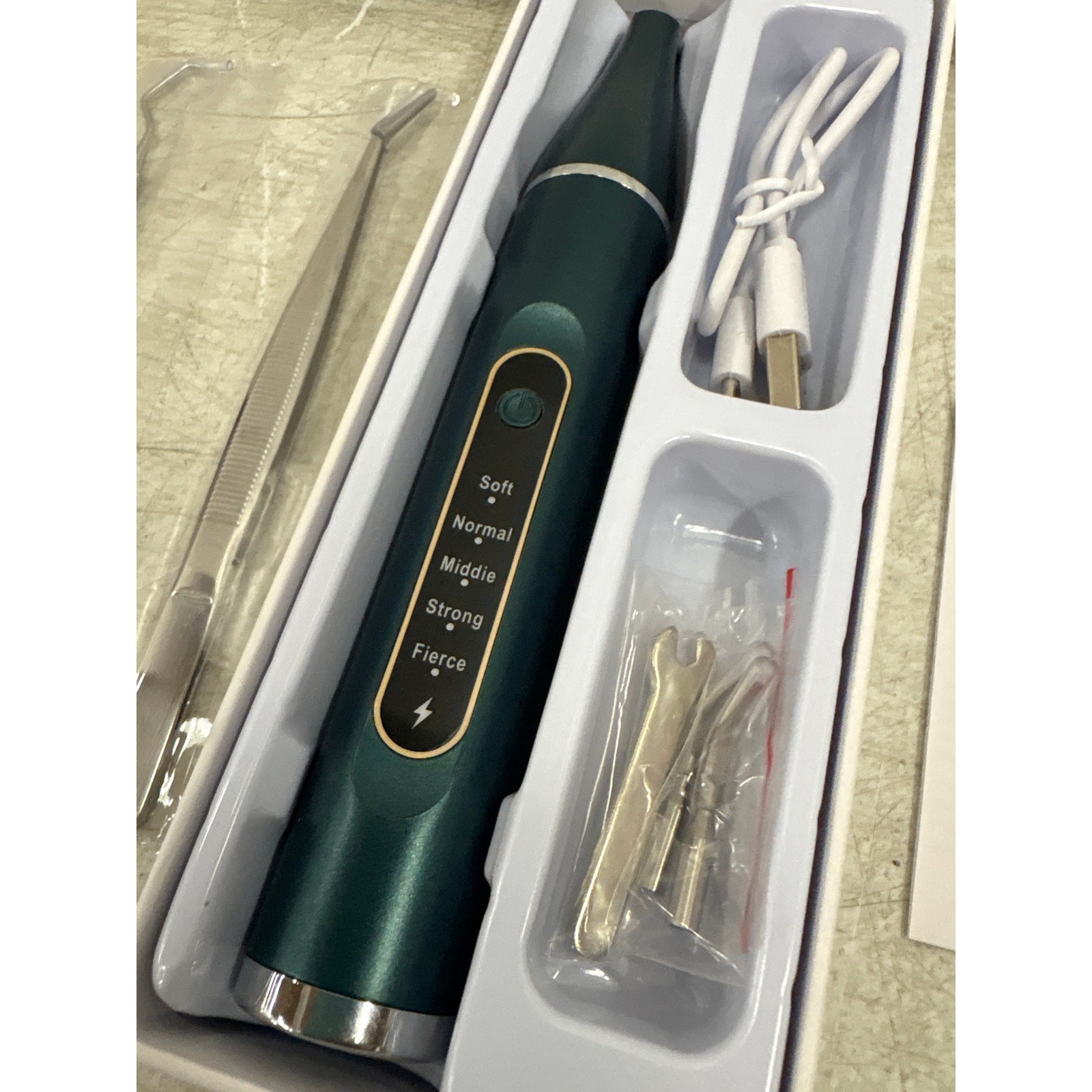 Ultrasonic Tooth Cleaner Tartar Plaque Remover Electric Dental Whiten Kit Green