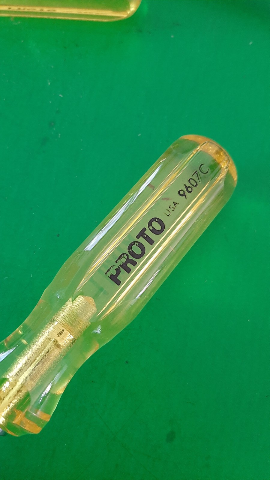 NOS NEW PROTO USA 10 Piece Clear Yellow Handle Screwdriver Set Flat Tip Slotted