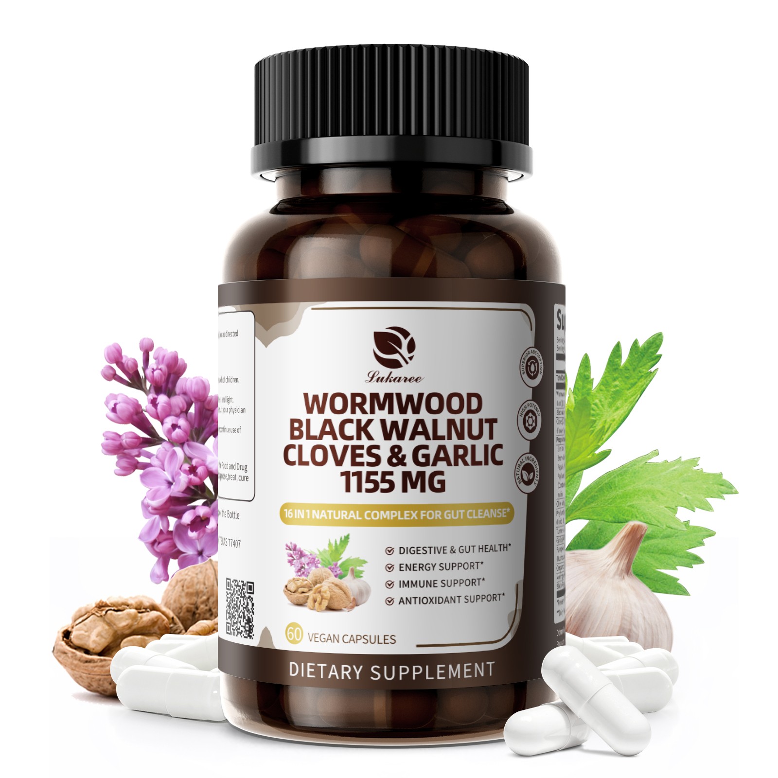 Parasite Cleanse Tincture Wormwood, Black Walnut Hull, Clove with Garlic Oregano