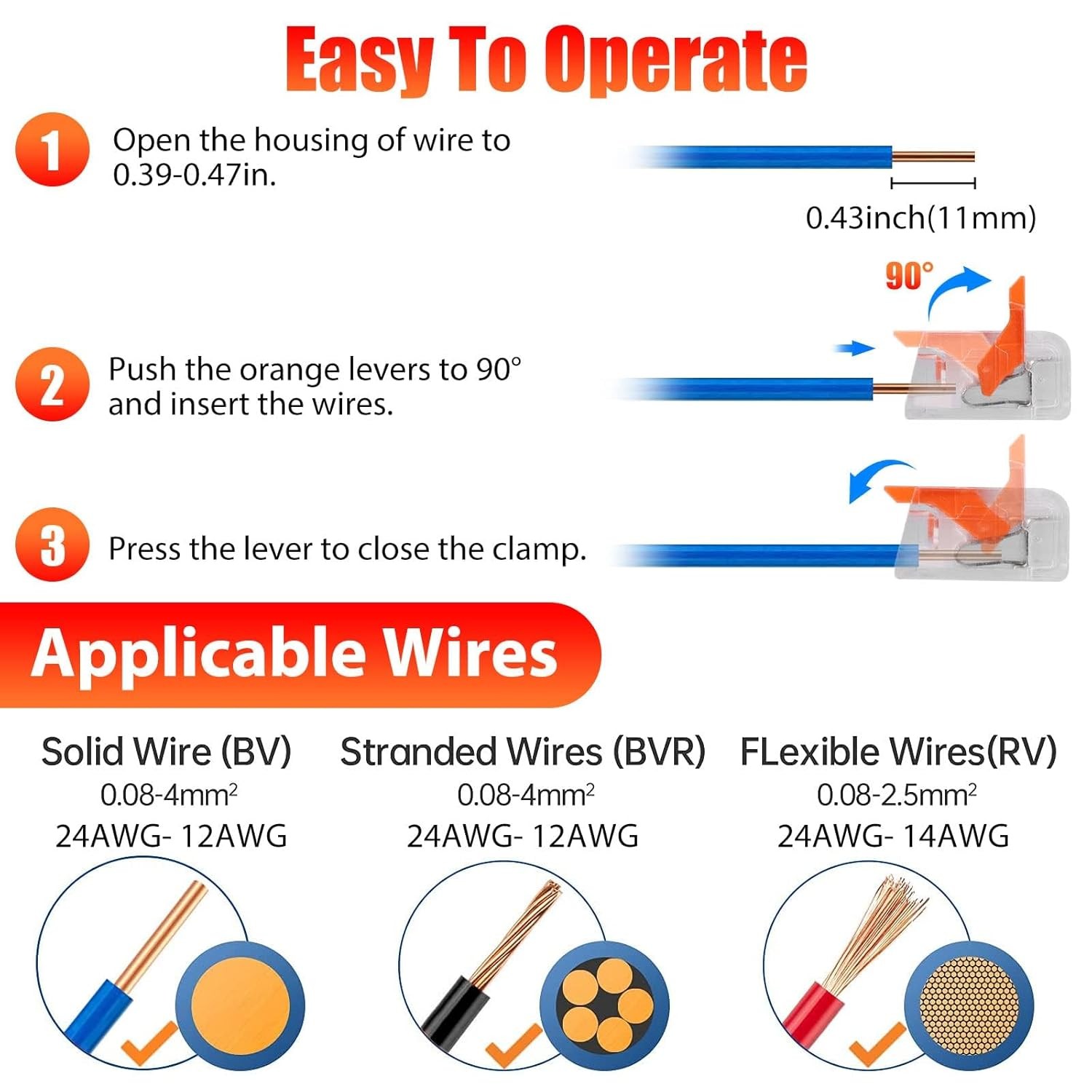 90Pcs For Wago 221 Lever Nuts Compact Splicing Wire Connectors - 2/3/5 Terminal