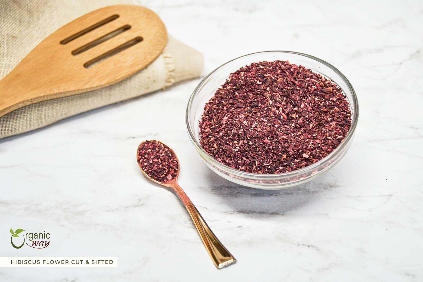 Organic Way Hibiscus Flower Cut & Sifted - Organic, Kosher & USDA Certified