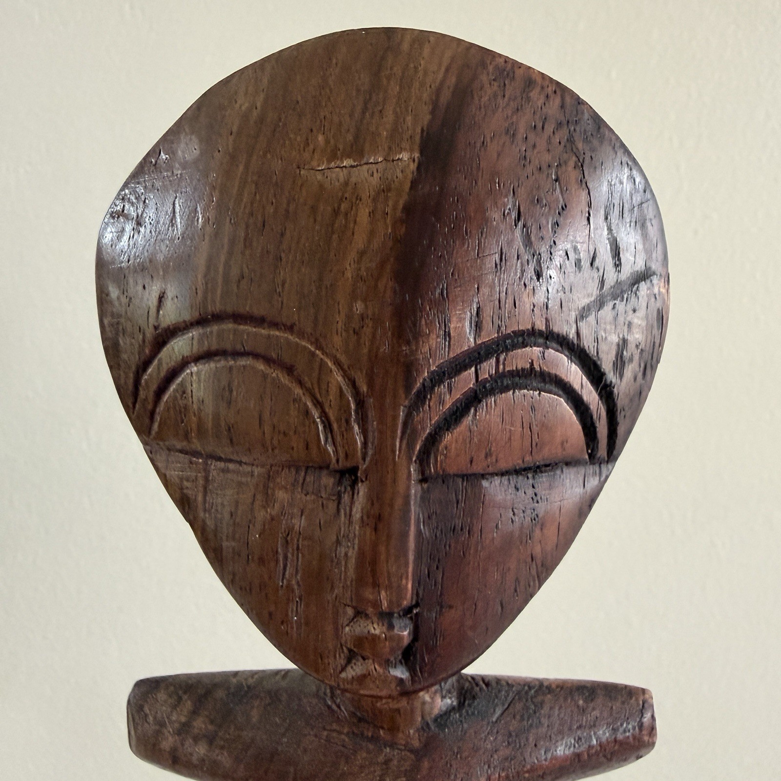 African Ashanti Fertility Doll 10” Hand‑Carved Wood Ghana Tribal Art