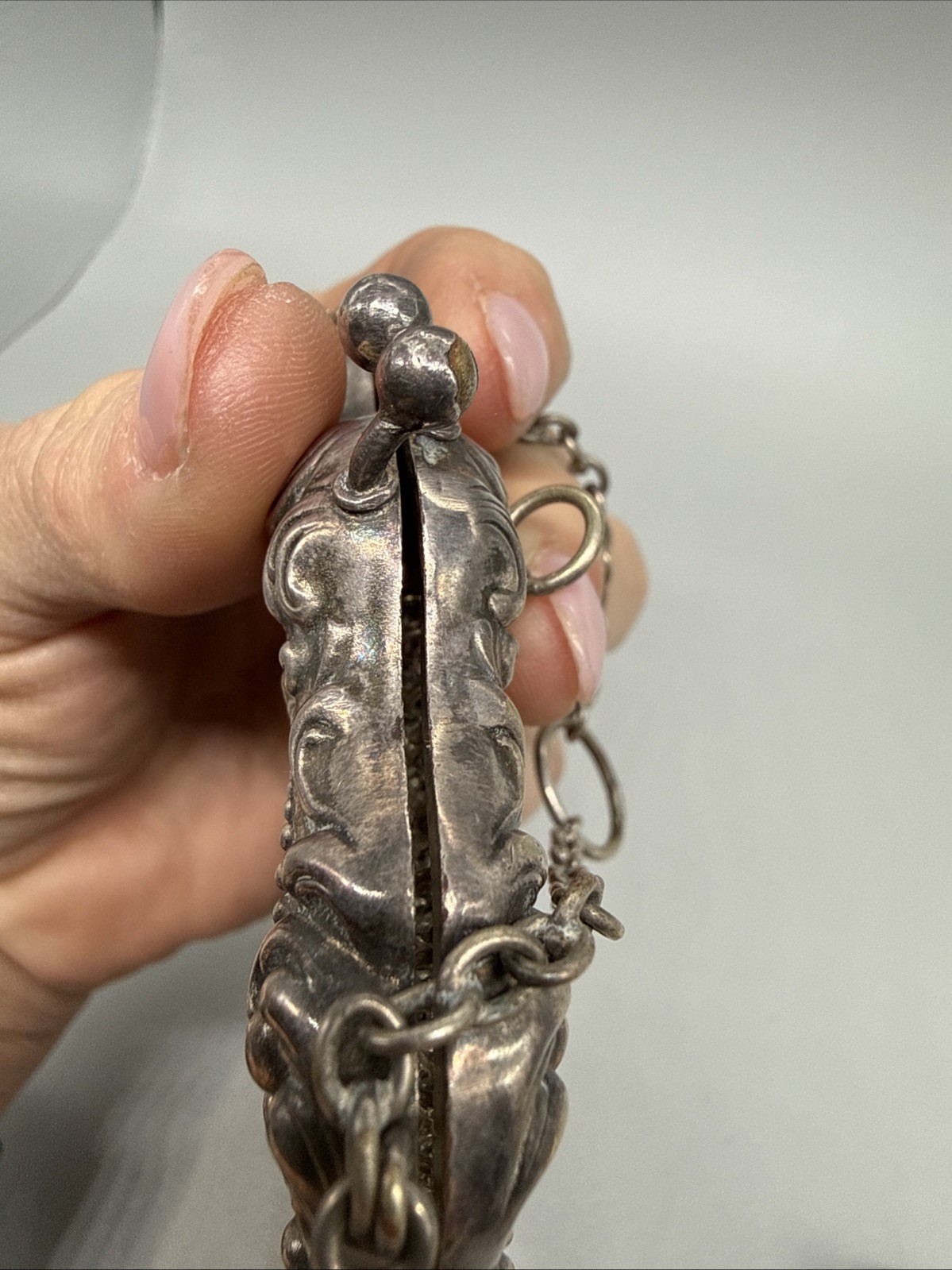 Amazing Antique Art Nouveau German Silver Purse Pouch Mesh Chainmail NICE