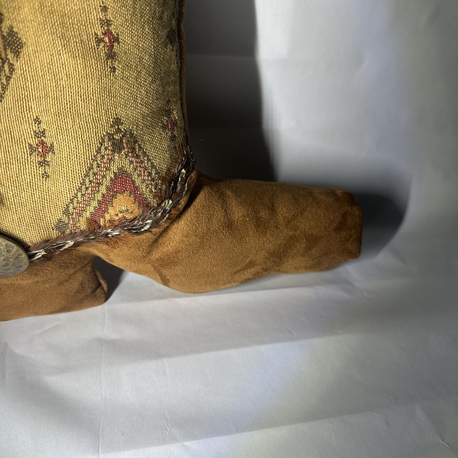 vintage Kiowa Native American hide Feather boot moccasin plush Hangable