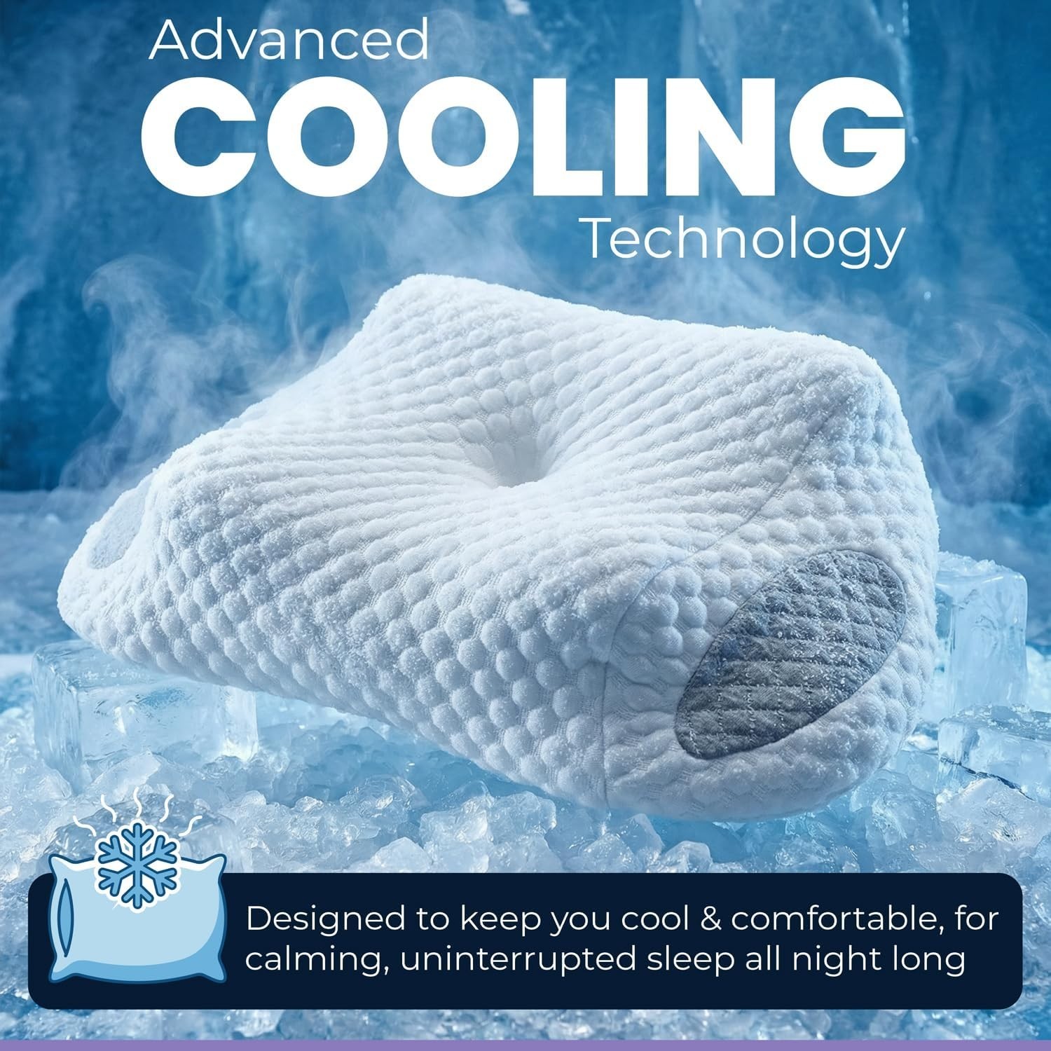 Ergo Pillow for Sleep Apnea, Neck Pain, and Snoring Relief, Standard, White Gray