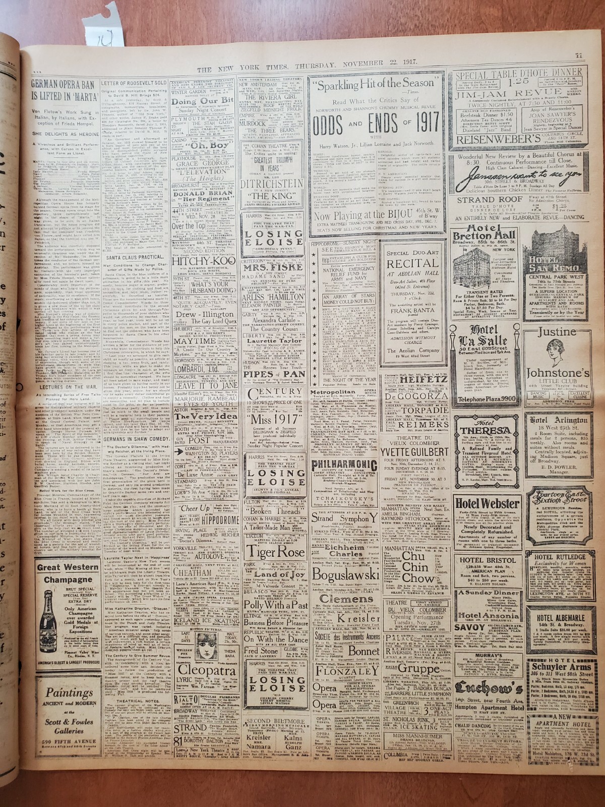 1917 NOVEMBER 22 NEW YORK TIMES - HAIG HURLS HIS ARMY AT CAMBRAI - NT 8080
