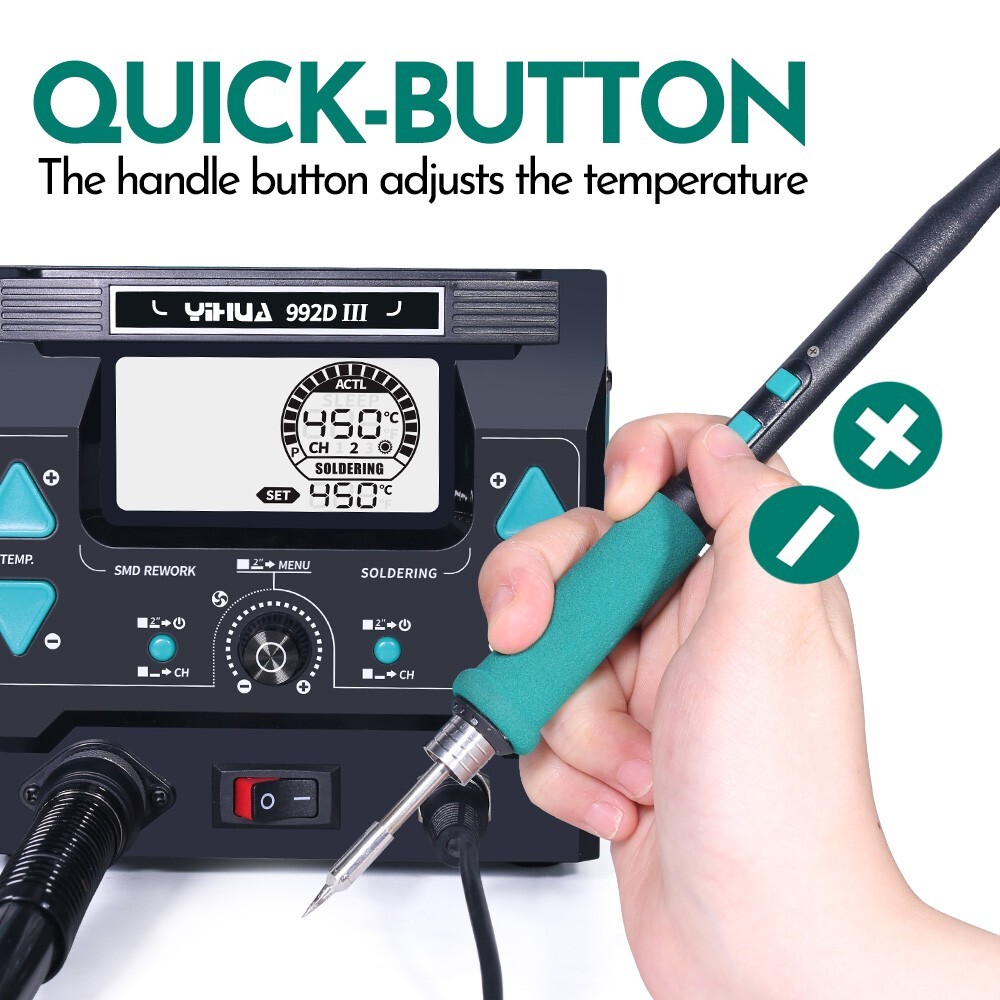 YIHUA 992D-III Precision Rework Station 1220W Hot Air Gun Microscope Soldering