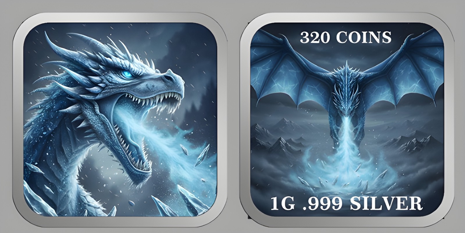 Ice Dragon 1g 999 Colorized Silver Bar in Collectible Themed Card IN STOCK