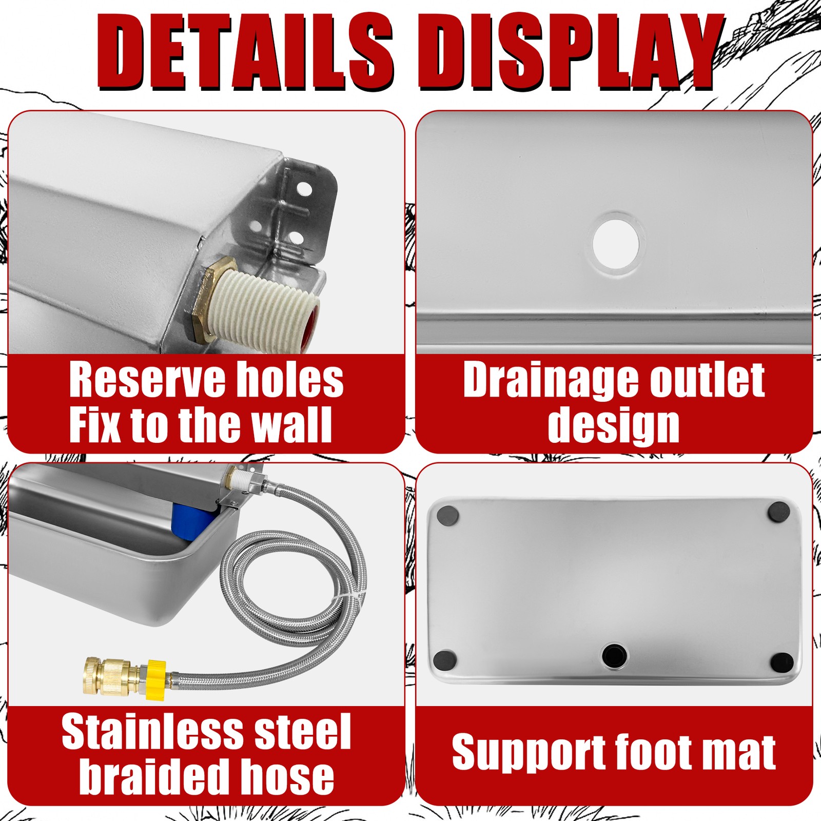 2 Gallons 304 Stainless Steel Automatic Water Dispenser for Pets & Livestock