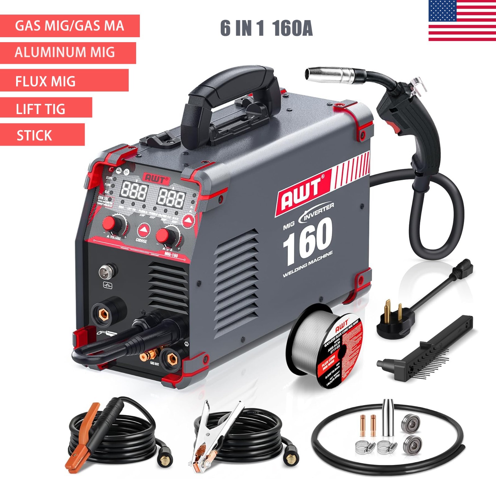 AWT 6 in 1 Aluminum MIG Welder 110/220V Multi-Process Welding Machine US