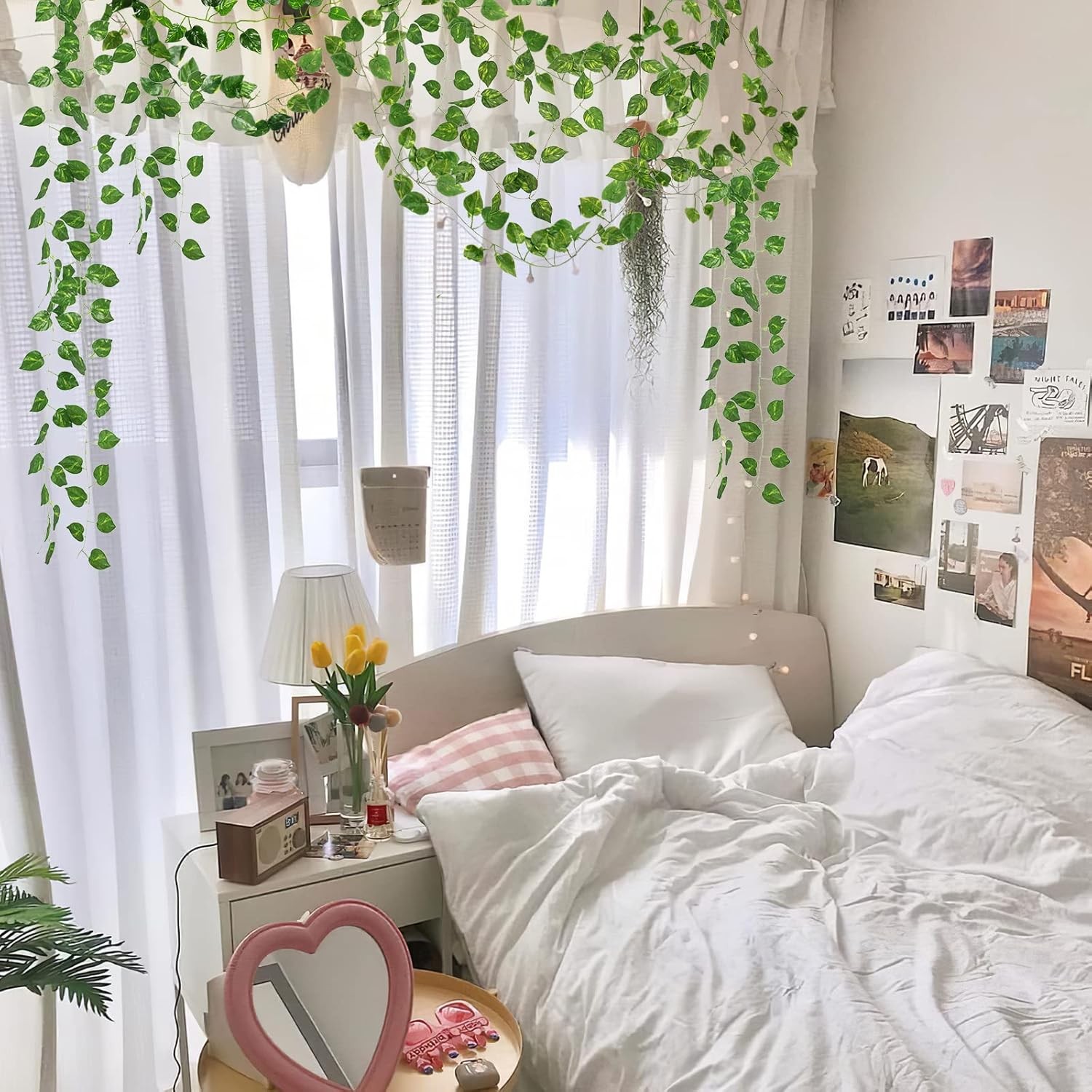 14 Pack 98Ft Artificial Ivy Garland, Fake Vines UV Resistant Greenery Leaves Fak